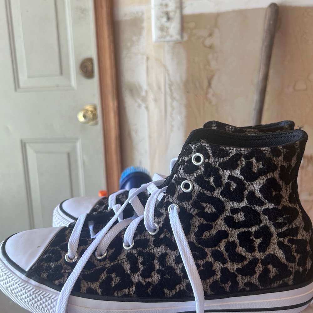 Leopard Print High-Top Sneakers